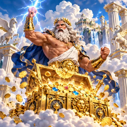 Zeus guarding a chest of gold